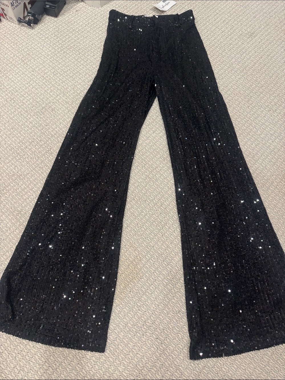 12th Tribe Black Sequin Boot Cut Pants